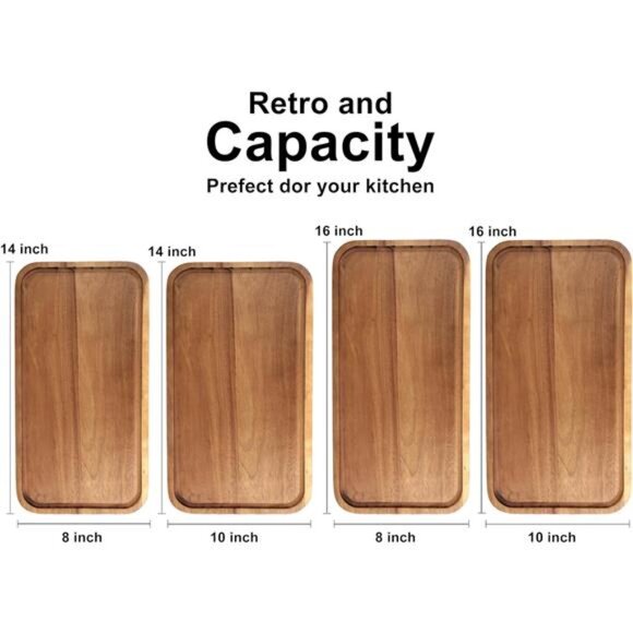 Large Wooden Serving Platter Charcuterie Board Acacia Wood Cheese Snack Tray - Picture 3 of 8